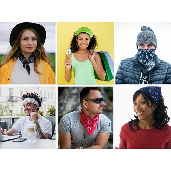 Women's Lime Green Cotton Bandana Large Cowgirl Handkerchief Headband Scarf - Picture 4 of 7